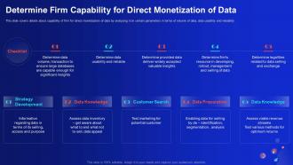 Determine Firm Capability For Direct Monetization Of Data Demystifying Digital Data Monetization