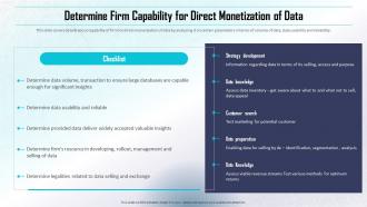 Determine Firm Capability For Direct Monetization Of Data Determining Direct And Indirect Data Monetization Value