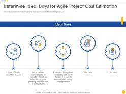 Determine ideal days for agile project cost estimation software project cost estimation it
