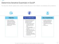 Determine iterative essentials in essup essential unified process it ppt introduction