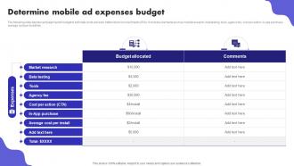 Determine Mobile Ad Expenses Budget Digital Marketing Ad Campaign MKT SS V