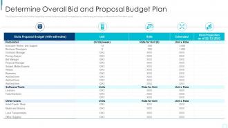 Determine Overall Bid And Proposal Budget Plan Planning And Execution