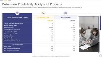 Determine profitability analysis of property real estate property investment analysis