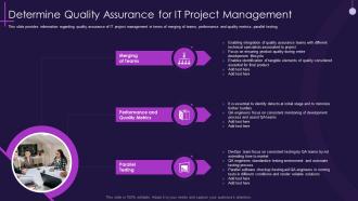 Determine quality assurance for it project management core pmp components in it projects it