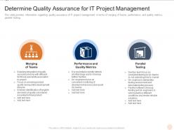 Determine quality assurance for it project management various pmp elements it projects