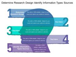 Determine research design identify information types sources analyze data