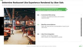 Determine restaurant like experience rendered by uber eats