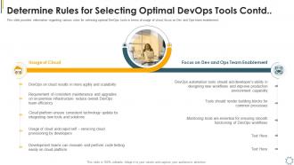 Determine rules for selecting optimal devops tools contd optimum devops tools selection it