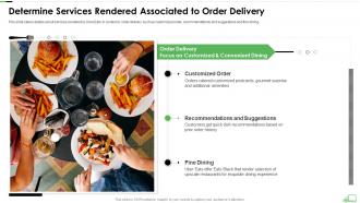 Determine services rendered associated to order delivery