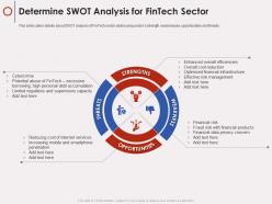 Determine swot analysis for fintech sector fintech company ppt deck