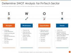 Determine Swot Analysis For Fintech Sector Fintech Service Provider Investor Funding Elevator Ppt Grid