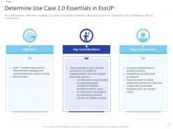Determine use case 2 0 essentials in essup essential unified process it ppt structure