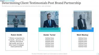 Determining client testimonials post brand partnership brand partnership investor funding elevator