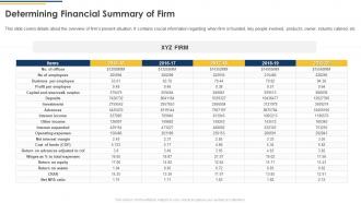 Determining Financial Summary Of Firm Ppt Powerpoint Presentation File Inspiration