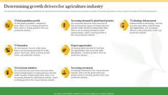 Determining Growth Drivers For Agriculture Industry Crop Farming Business Plan BP SS