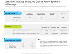 Determining initiatives for ensuring channel partner benefitted by campaign ppt graphics