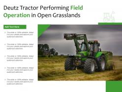 Deutz tractor performing field operation in open grasslands