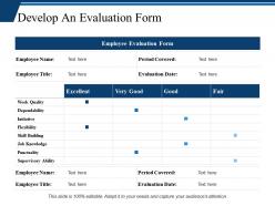 Develop an evaluation form ppt professional clipart images