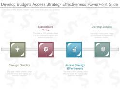 Develop Budgets Access Strategy Effectiveness Powerpoint Slide