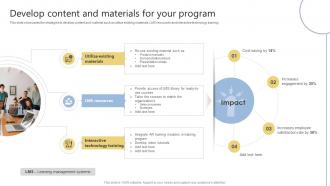 Develop Content And Materials For Your Program Optimize Retail Training Ppt Template DTE SS V