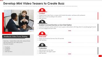 Develop Mini Video Teasers To Create Buzz Video Content Marketing Plan For Youtube Advertising