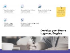 Develop your name logo and tagline ppt powerpoint presentation files