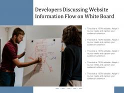 Developers discussing website information flow on white board