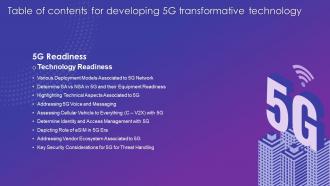 Developing 5g Transformative Technology For Table Of Contents