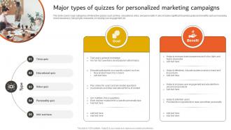 Developing An Effective Major Types Of Quizzes For Personalized Marketing Campaigns Strategy SS V