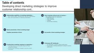 Developing Direct Marketing Strategies To Improve Customer Relationship Complete Deck MKT CD V Informative Captivating