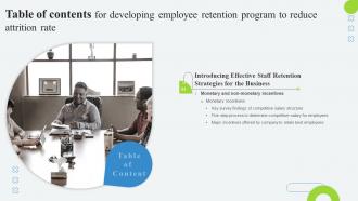 Developing Employee Retention Program To Reduce Attrition Rate For Table Of Contents