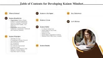 Developing Kaizen Mindset Training Ppt Researched Designed