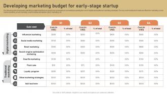 Developing Marketing Budget For Early Stage Startup Low Budget Marketing Techniques Strategy SS V