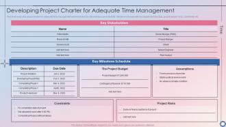 Developing Project Charter For Adequate Time Management Project Time Administration