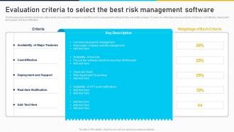 Developing Risk Management Evaluation Criteria To Select The Best Risk Management Software