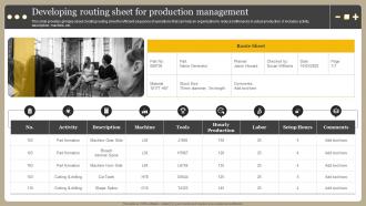 Developing Routing Sheet For Production Management Optimizing Manufacturing Operations
