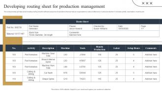 Developing Routing Sheet For Production Streamlined Production Planning And Control Measures