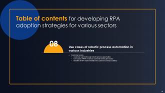 Developing RPA Adoption Strategies For Various Sectors Powerpoint Presentation Slides Downloadable Visual