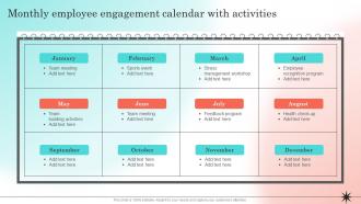 Developing Strategic Employee Engagement Monthly Employee Engagement Calendar With Activities