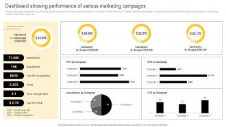 Developing Winning Brand Strategy Dashboard Showing Performance Of Various Marketing
