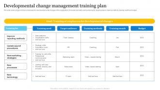 Developmental Change Management Training Plan