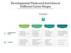 Developmental tasks and activities at different career stages