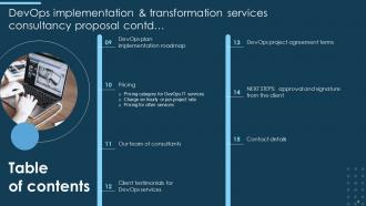 DevOps Implementation And Transformation Services Consultancy Proposal Powerpoint Presentation Slides