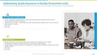 Devops quality assurance and testing it implementing quality assurance in devops environment contd