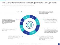 Devops tools selection process it key consideration while selecting suitable devops tools ppt icon