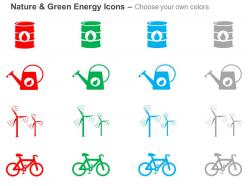 Df nature and green icons ductbin sprinkler wind mill and recycle ppt icons graphics