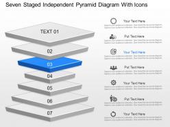 Df seven staged independent pyramid diagram with icons powerpoint template