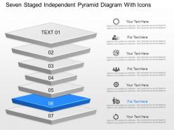 Df seven staged independent pyramid diagram with icons powerpoint template