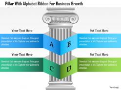 Dg Pillar With Alphabet Ribbon For Business Growth Powerpoint Template