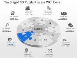 Dh ten staged 3d puzzle process with icons powerpoint template